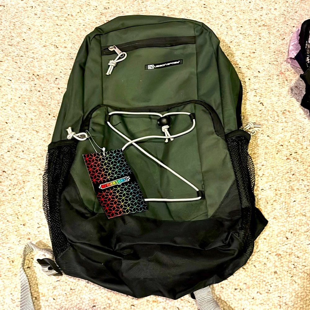 Brand New Green & Black backpack for school